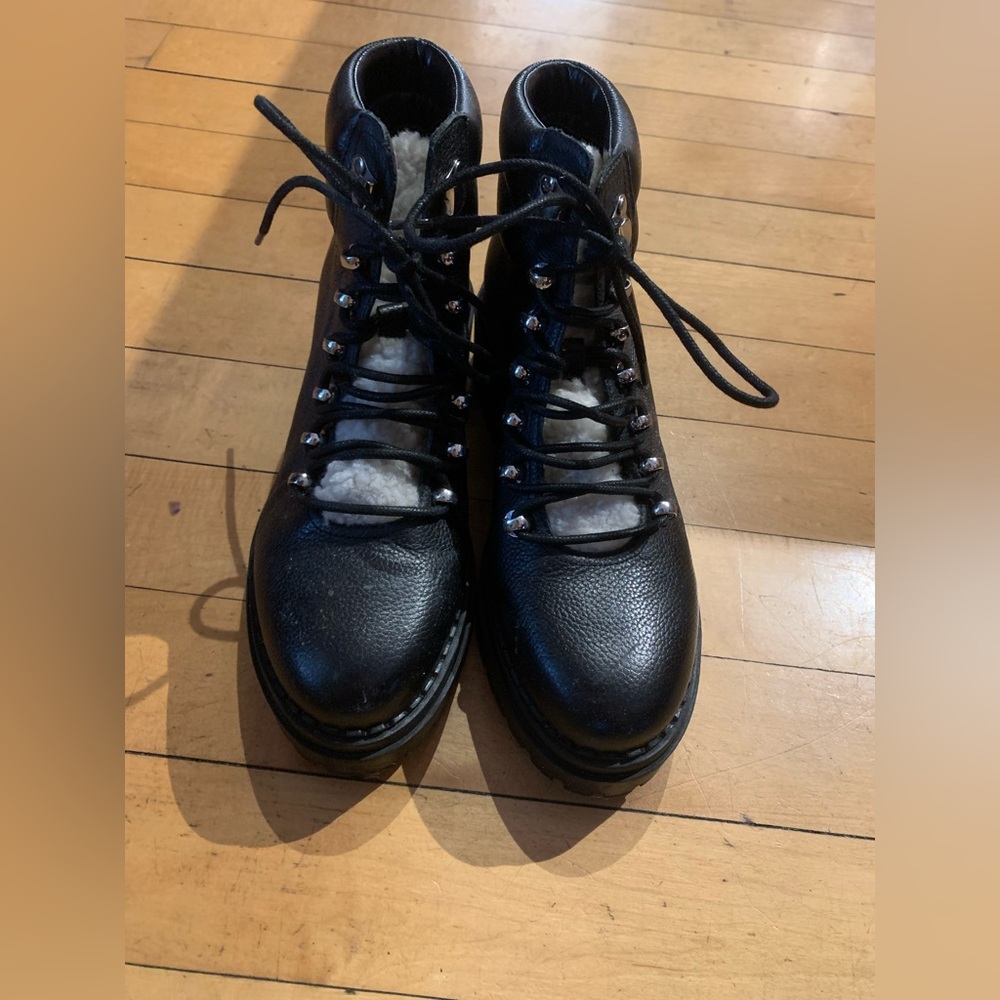 Marc Fisher Black Lace Up Leather Boots